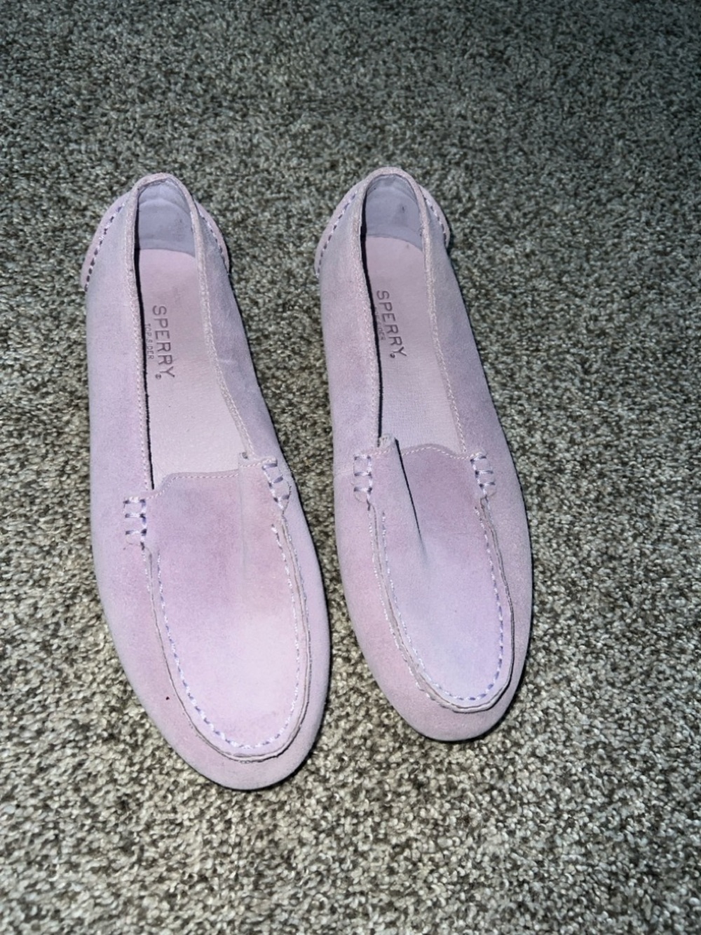 Sperry Pale Pink Suede Slip-On Loafers